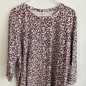 Kim Rogers Woman's Top Size 1X Lg Sleeves Geometric Pattern 100% Cotton